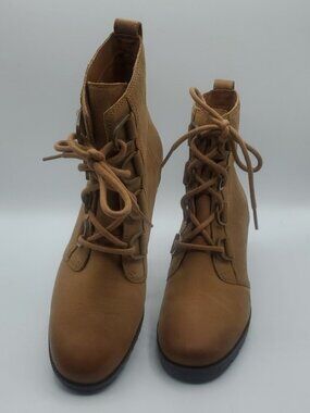 SOREL Women Cate Lace Up Boot Water-Resistant Leather Boots in Velvet Tan 39 / 8